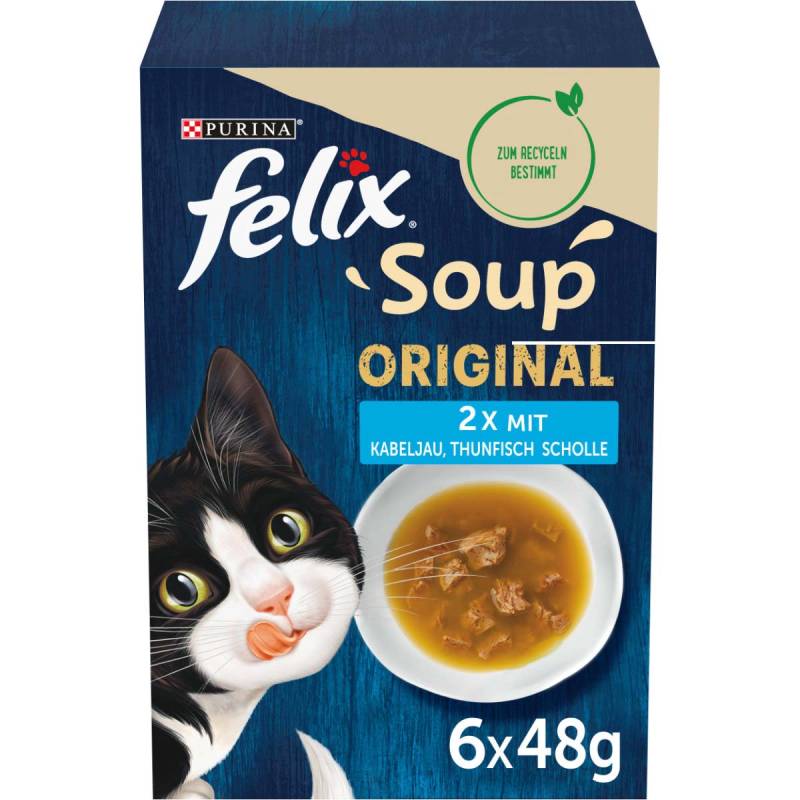 FELIX Soup Geschmacksvielfalt aus dem Wasser mit Kabeljau, Thunfisch und Scholle 6x48g von Felix