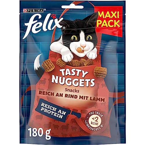 FELIX Tasty Nuggets Reich an Rind mit Lamm Katzensnacks, 6 x 180g von Felix