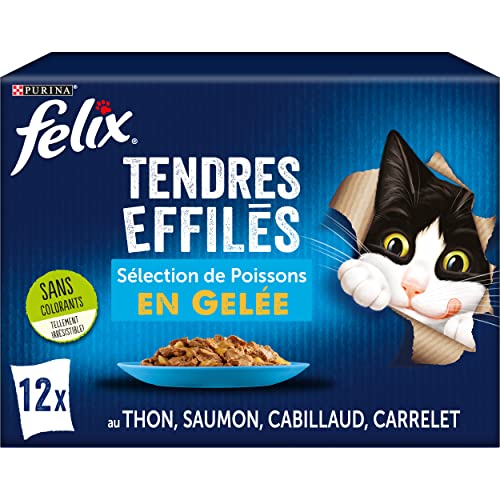 FELIX Zarte Gelee | ausgewachsene Katze | Auswahl an Fischen | 12 x 85 g | Frischebeutel von Felix