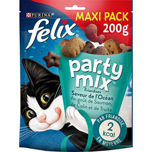 FELIX Party Mix | Erwachsene | Katzensnacks | Ozean Lachs, Kolion und Forelle | 5er Pack (5 x 200 g) von Felix