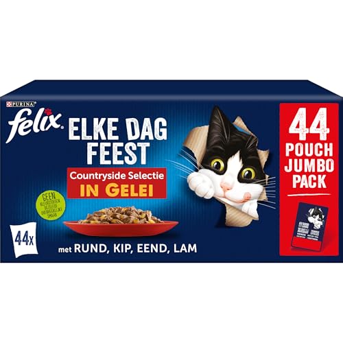 Felix Jeden Tag Party Countryside 44x85g - Katzenfutter in Tüte, 3.74 kg, Rind, Huhn, Ente, Lamm von Felix