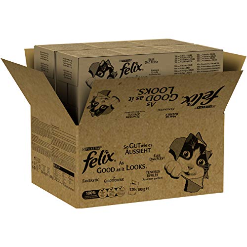 Felix Katzennassfutter So gut wie es aussieht Rind Gemischte Vielfalt mit Huhn, 120 x 100 g von Felix