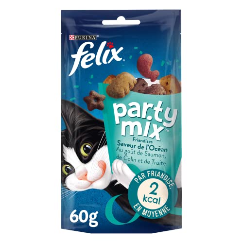 Felix Party Mix Katzensnack mit Meeresgeschmack, 8 x 60 g von Felix