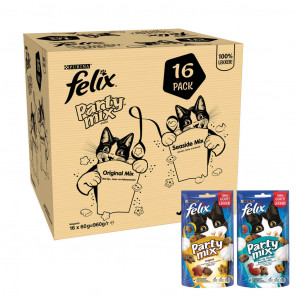 Felix Party Mix Original / Seaside Katzensnack 60g 16 x 60 g von Felix