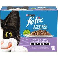 Felix Pouches in Gelee 12 x 85 g - Gemischte Auswahl (Huhn, Rind, Thunfisch, Lachs) von Felix