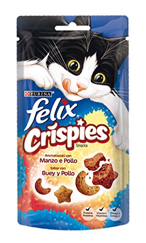 Felix Purina Crispies Snack Katze mit Ochse und Huhn, 8 Beutel à 45 g von Felix