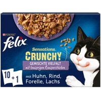 Felix Sensations Crunchy 10x85g + 40g Knusperstückchen Geschmacksvielfalt mit Gemüse von Felix