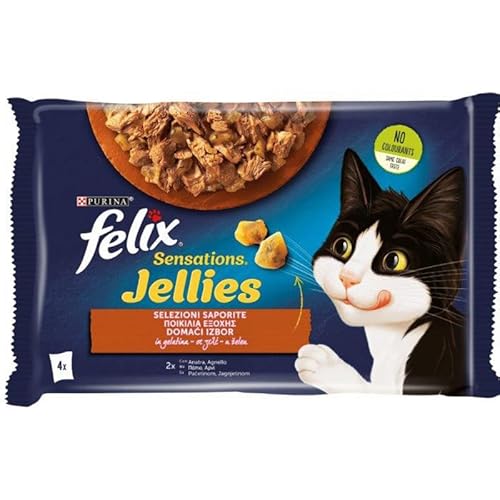 Felix Sensations Jellies 2 Beutel Ente + 2 Beutel Lamm, 85 g x 4 von Felix