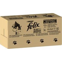 Jumbopack Felix "So gut wie es aussieht" Gelee 120 x 85 g - Fisch-Mix I (Thunfisch, Lachs, Kabeljau, Seelachs) von Felix