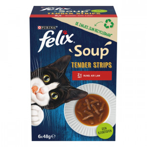 Felix Suppe Tender Strips mit Rind / Huhn / Lamm Katzensuppe (6 x 48 g) 4 x (6 x 48 g) von Felix