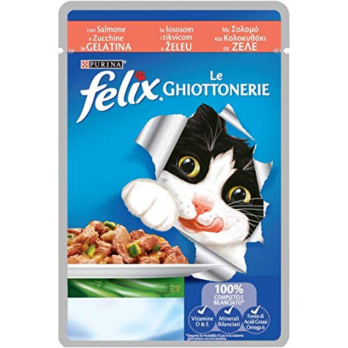 Felix die ghiottonerie Lebensmittel Nassfutter für Katze Lachs Und Zucchini 10 x 100gr von Felix