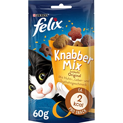 PURINA FELIX KnabberMix Original mit Huhn-, Leber- & Truthahngeschmack Katzensnacks 1x60g Beutel von Felix