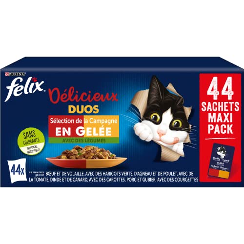 Purina, Felix, leckeres Duo, Maxipack, 44 x 85 g. Verpackung kann variieren von Felix