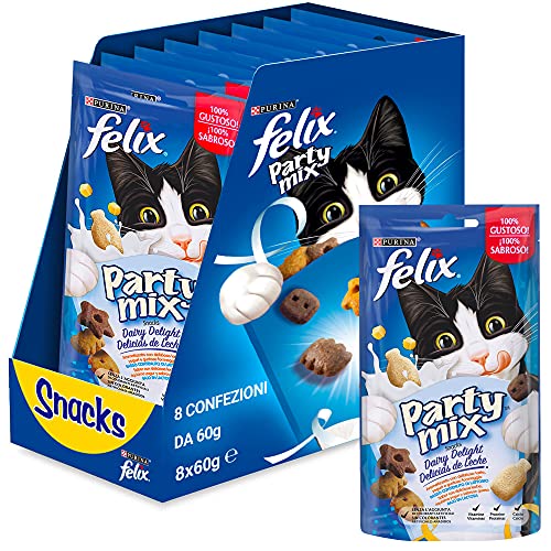 Purina Felix Party Mix Katzensnack Dairy Delight, 8er Pack (8 x 60 g) von Felix