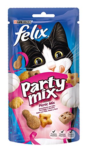 Purina Felix Party Mix Katzensnack Picknick Mix mit Huhn, Käse und Truthahn, 8 x 60 g von Felix