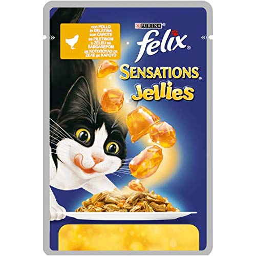 Purina Felix Sensations Jellies Nasskatze, mit Huhn und Karotten, 20 Beutel à 100 g von Felix