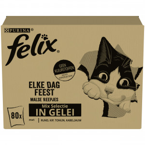 Purina Felix So Gut Wie Es Aussieht Mix in Gelee Katzen-Nassfutter 80x85g 1 Karton (80 Stück) von Felix