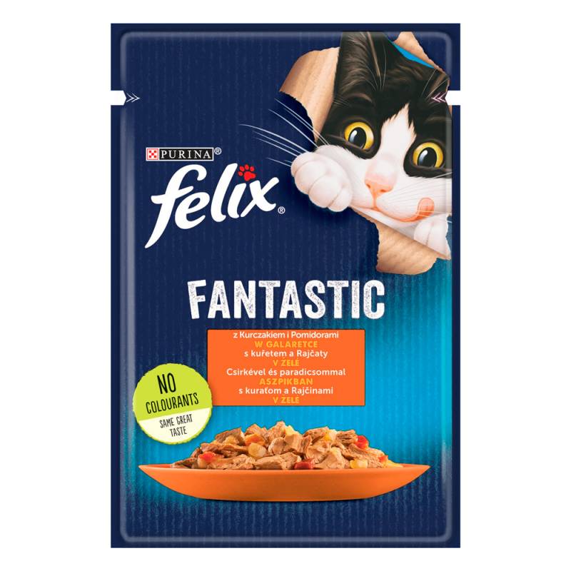 Sparpaket Felix Fantastic Pouches 52 x 85 g - Huhn und Tomate von Felix