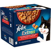 Sparpaket Felix "Sensations Extra" 96 x 85 g - Fleischvielfalt (Rind, Truthahn, Huhn, Lamm) von Felix