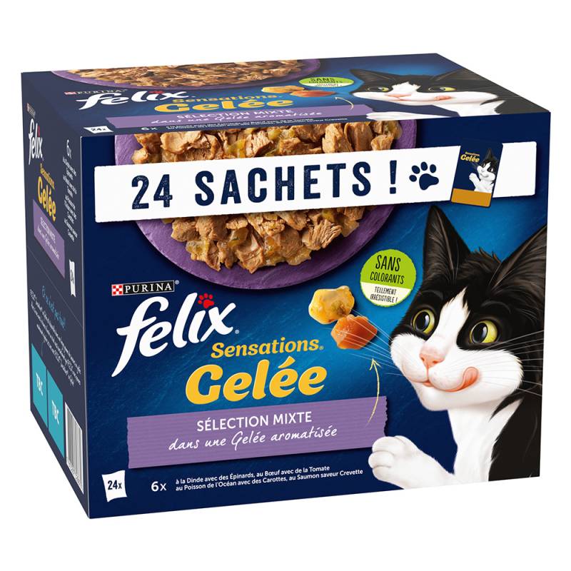 Sparpaket Felix "Sensations" Pouches 48 x 85 g - Gemischte Vielfalt in Gelee von Felix