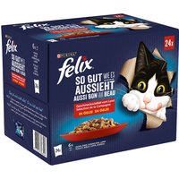 Sparpaket Felix ''So gut wie es aussieht'' 48 x 85 g - Fleischauswahl (Huhn, Lamm, Rind, Kaninchen) von Felix