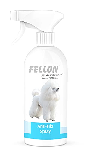 FELLON Anti-Filz für Hunde | 500ml Entfilzungsspray | 100% natürlich | Fellpflege für seidigen Glanz & Kämmbarkeit aller Fellarten | auch für Welpen geeignet | Hundepflege entfernt Verfilzung & Knoten von Fellon