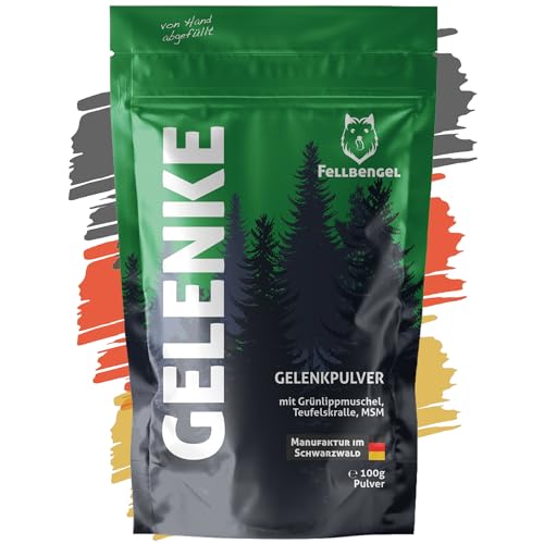 Fellbengel Gelenkpulver für Hunde [handabgefüllt] mit Grünlippmuschel, Teufelskralle, MSM - 100% natürlich Made in Germany, 0% Zusatzstoffe - 100g von Fellbengel