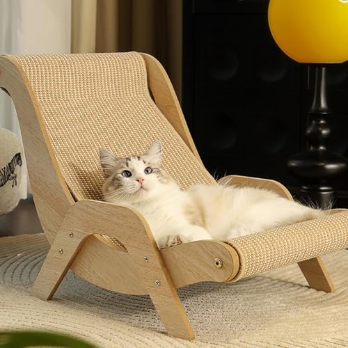 Erhöhter Katzenstuhl, Bett, Katzen-Sisal-Stuhl, Haustier-Sisal-Kratzer, Verstellbarer Katzenstuhl, Tragbarer Strandstuhl, Katzen-Hängematte, Lounge-Sessel, Haustierbett Für Katzen, Kleine Tiere von Fellflying