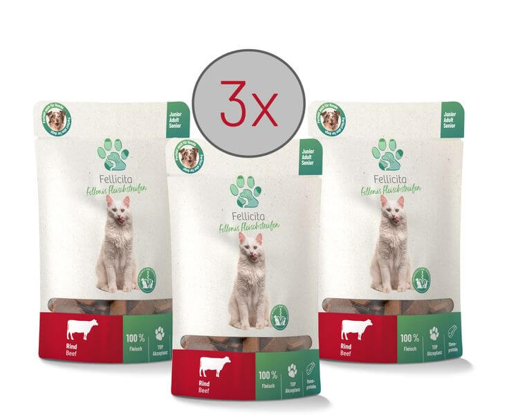 Fellicita Fellonis Katzensnacks Fleischstreifen vom Rind 3 x 50g ( - 5 % Rabatt) von Fellicita