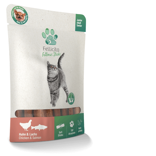 Fellicita Fellonis Katzensnacks Sticks Huhn und Lachs 50g von Fellicita