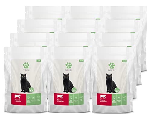 Fellicita Premium Nassfutter für Katzen, Angusrind und Kaninchen, 12er Pack, 12 x 95g, Multiprotein, hochwertiges Katzennassfutter, getreidefrei, leckere Pastete, Alleinfuttermittel von Fellicita