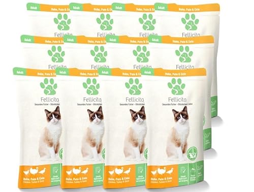 Fellicita Premium Nassfutter für Katzen, Huhn, Pute und Ente, 12er Pack, 12 x 100 g, Multiprotein, hochwertiges Katzennassfutter, getreidefrei, leckere Pastete, Alleinfuttermittel von Fellicita