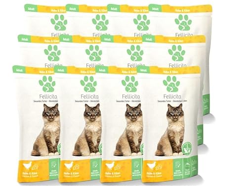 Fellicita Premium Nassfutter für Katzen, Huhn und Käse, 12er Pack, 12 x 100 g, Multiprotein, hochwertiges Katzennassfutter, getreidefrei, leckere Pastete, Alleinfuttermittel von Fellicita