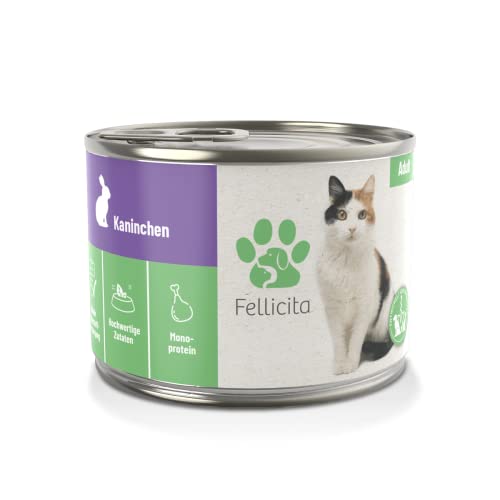 Fellicita Premium Nassfutter für Katzen, Kaninchen pur 200g, Monoprotein, hochwertiges Katzennassfutter, getreidefrei, leckere Pastete, Alleinfuttermittel von Fellicita