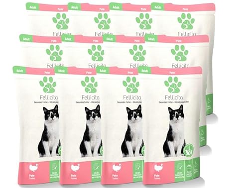 Fellicita Premium Nassfutter für Katzen, Pute pur, 12er Pack, 12 x 100 g, Monoprotein, hochwertiges Katzennassfutter, getreidefrei, leckere Pastete, Alleinfuttermittel von Fellicita