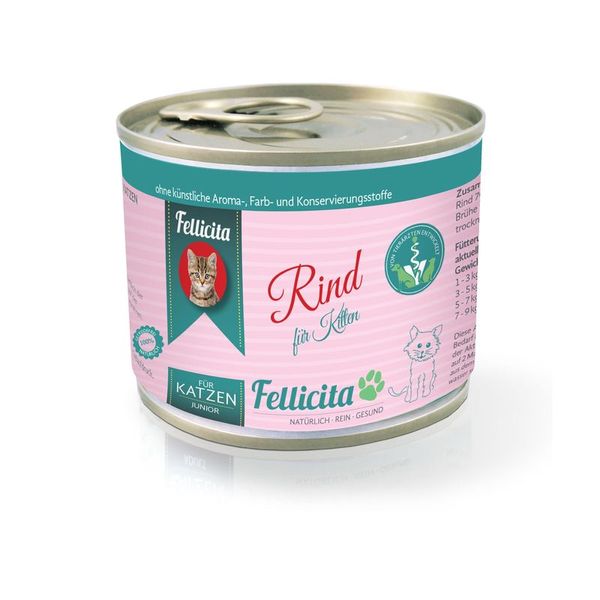 Fellicita Rind pur für Kitten 200 g Rosa Etiketten von Fellicita