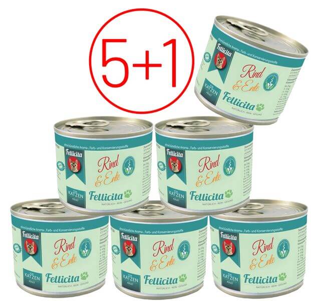 Fellicita Rind und Ente 6 x 200g Grüne Etiketten AKTION 5+1 von Fellicita