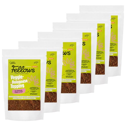 Fellows Veggie-Bolognese Topping – Ergänzungsfuttermittel für Hunde, vegetarisch, proteinreich, mit Sonnenblumenhack und Soja, ideal für Abwechslung im Napf - 6 x 200 g von Fellows