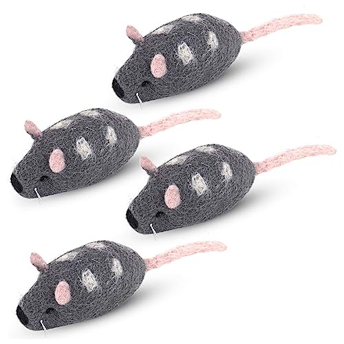 Felt Cat Mouse Toy – 4 Handmade Wool Mice for Indoor Cats and Kittens von Feltcave