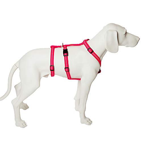 Feltmann Das Original - NoExit Hundegeschirr ® - Zweiter Bauchgurt abnehmbar, Sicherheitsgeschirr für Pflegehunde, Panikgeschirr, No Escape, Super Soft, pink, Bauchumfang 35-50 cm, 15 mm Bandbreite von Feltmann