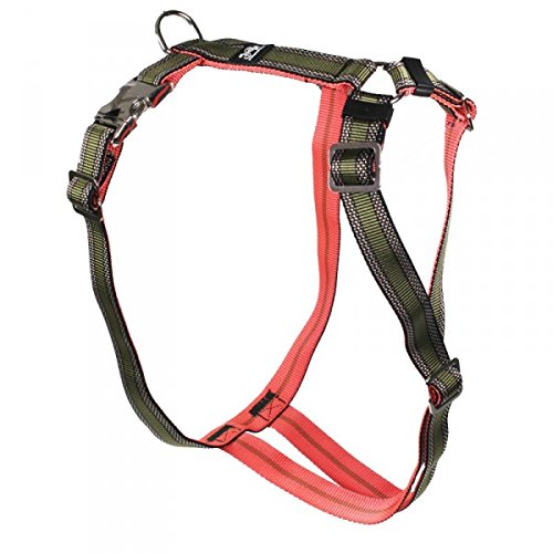 Feltmann Premium Hundegeschirr mit Alu-Max®-Metall-Steckschlössern, Soft-Nylonband Khaki Muster 35-50 cm, 15 mm von Feltmann