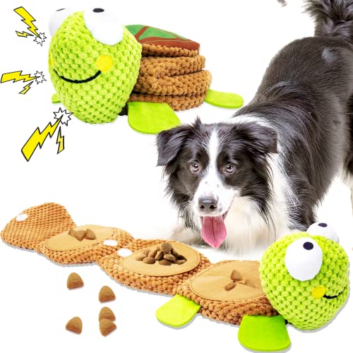 Hundespielzeug – Hunde-Puzzle-Spielzeug – Quietschendes Schnüffel-Leckerli-Versteckspender, Spielzeug, Knisterkauspielzeug, Plüsch, keine Füllung, langlebiges Stoffspielzeug für Langeweile, Hundespielzeug für mittelgroße und große Hunde, Welpen, Schildkröte von Felyong