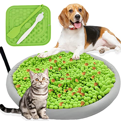 Femont® Schnüffelmatte für Hunde, Futtermatte mit Leckunterlage, fördert natürliche Futtersuche, Schnupffelmatte für Geruchstraining, interaktives Futterspiel, Hundespielzeug gegen Langeweile von Femont