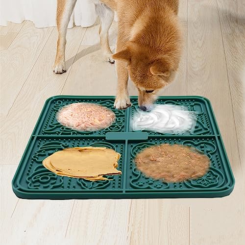 Femont Leckmatte für Hunde, 30 cm, langsame Fütterungsmatte mit 165 starken Saugnäpfen für Erdnussbutter, BPA-freies Leckpad zur Linderung von Angstzuständen, Langeweile, Fellpflege, Training (Grün, 1 von Femont