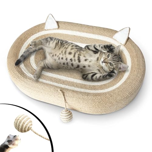 Fengsaobao Katzenkratzbett, 3-in-1, Sisal-Kratzkissen, Betten, Katzenkratzer für Indoor-Katzen, rutschfest, 61 x 38,1 x 8,9 cm von Fengsaobao