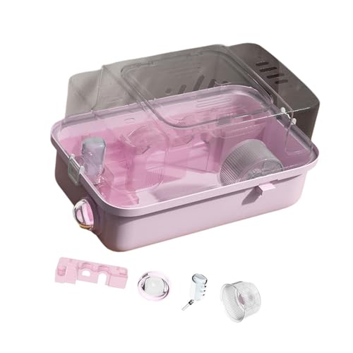 Fenteer 2 Ebenen Hamster Käfig Geräumige multifunktionale atmungsaktive Haus Lebensraum Kleines Tier Käfig für kleine Tiere Zuckergleiter, Rosa von Fenteer