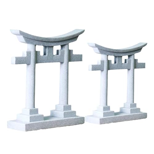 Fenteer 2 Stücke Nachahmung Stein Torii Tor Realistische Japanische Torii Tor PVC Versteck Höhle Aquarium Dekoration Torii Miniatur Ornament von Fenteer