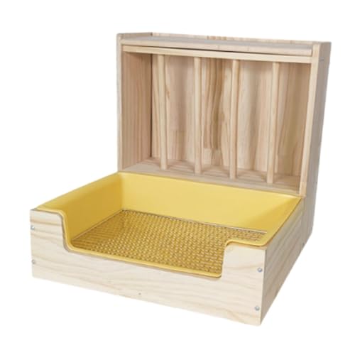 Fenteer 2-in-1-Heufuttertrog aus Holz für Kaninchen, Heuhalter für Meerschweinchen, Toilette, Heufutterspender für Kaninchen mit Katzentoilette für Kaninchen, großes Rackset von Fenteer