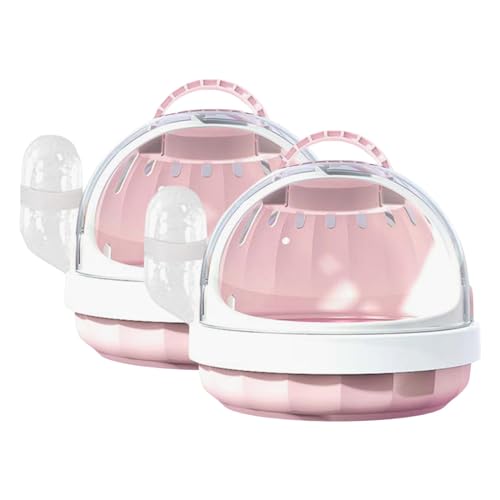 Fenteer 2X Hamsterträgerkäfig Kleintiertragetasche, Große Mäuse Reisetasche, Transparente Hamster Reisetrage für Chinchilla, ROSA von Fenteer