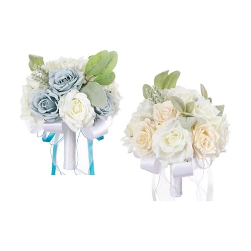 Fenteer 2X Hochzeit Brautstrauß Brautjungfernstrauß Toss Bouquet, Weiß und blau von Fenteer